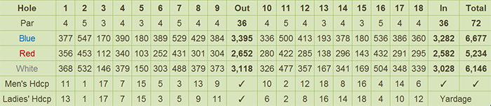 Cebu Country Club Scorecard